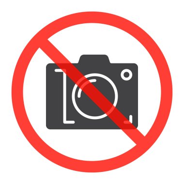 Kamera simgesini kırmızı daire yasaklayan, fotoğraf yok işareti resimleri sembol almak yasak, yasak. Vektör çizim