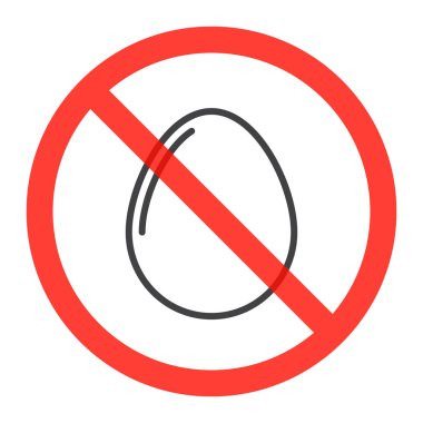 Hiç yumurta işareti, çizgisi simgesinde sembolü yasak yasak kırmızı daire, yasak. Vektör çizim üzerinde beyaz izole