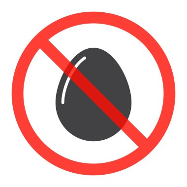 Hiç yumurta işaret, sembol yasak simgesi yasağı kırmızı daire, yasak. Vektör çizim üzerinde beyaz izole