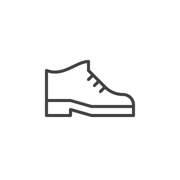 靴子线图标 轮廓矢量符号 线性样式象形图隔离在白色 男装鞋 鞋类符号 标志插图 — 图库矢量图片