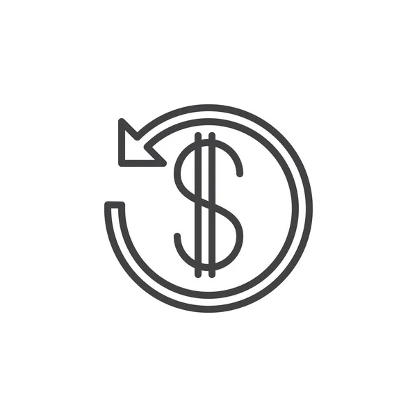 Dollarzeichen Mit Pfeil Liniensymbol Umrissvektorzeichen Lineares Stilpiktogramm Auf Weiß Isoliert — Stockvektor