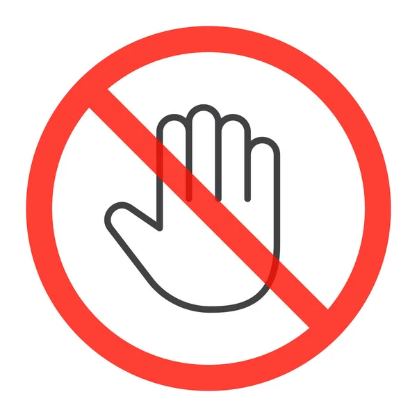 Hand Line Icon Prohibiting Red Circle Touch Ban Sign Forbidden — Stock Vector