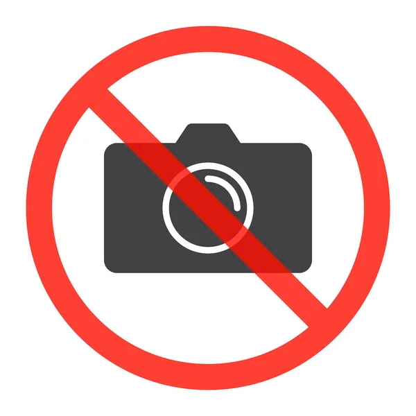 Icono Cámara Prohibición Círculo Rojo Hay Prohibición Fotos Señal Stop — Vector de stock