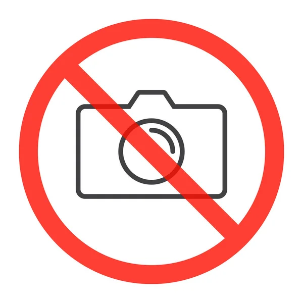 Kamera Çizgi Simgesini Kırmızı Daire Hiçbir Fotoğraf Yasağı Veya Dur — Stok Vektör