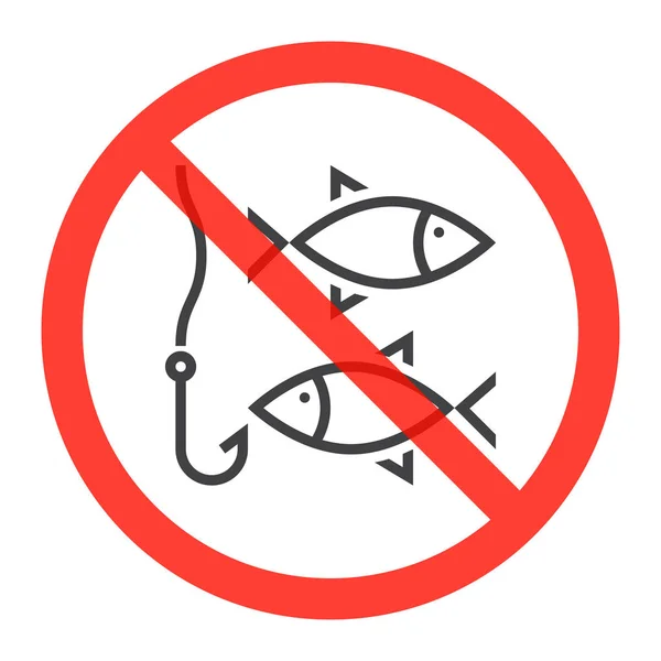Ícone Linha Pesca Círculo Vermelho Proibição Sinal Proibição Parada Símbolo — Vetor de Stock