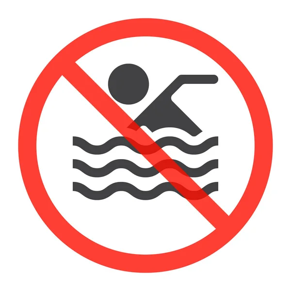 Swimmer Icon Prohibition Red Circle Swimming Ban Stop Sign Forbidden — Stock Vector
