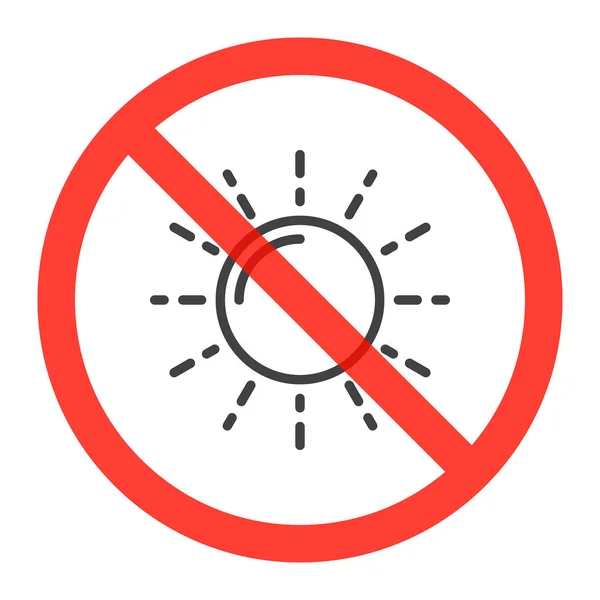 Sun Line Icon Prohibition Red Circle Light Ban Sign Forbidden — Stock Vector