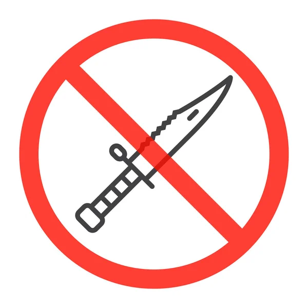 Значок Лінії Ножів Забороненому Червоному Колі Знак Заборони Сталевих Рук — стоковий вектор
