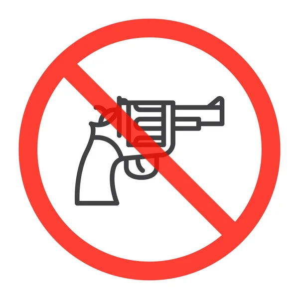 Revolver Pistol Ikon Förbud Röd Cirkel Inga Vapen Förbud Tecken — Stock vektor