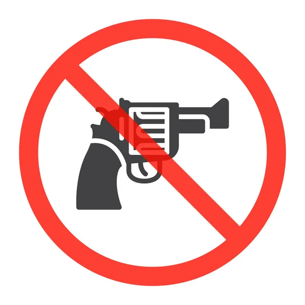 Revólver Icono Pistola Círculo Rojo Prohibición Hay Señal Prohibición Armas — Vector de stock