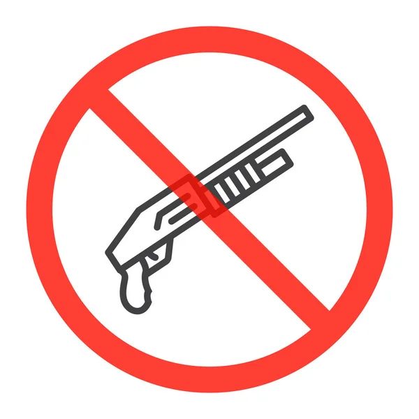 Ícone Linha Espingarda Círculo Vermelho Proibição Nenhum Sinal Proibição Armas — Vetor de Stock