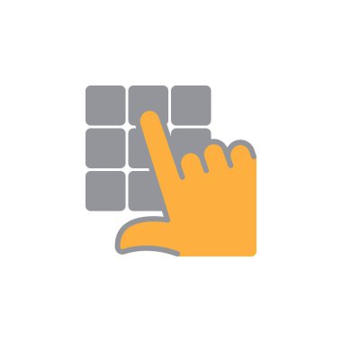 El ve PIN pad simge vektör, dolu düz işareti, üzerinde beyaz izole katı renkli sembol. PIN kodu sembolü, logo illüstrasyon girin