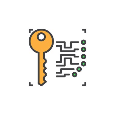 Elektronik anahtar satırı simgesi, doldurulmuş Anahat vektör işareti, üzerinde beyaz izole doğrusal renkli sembol. Sembol, logo illüstrasyon