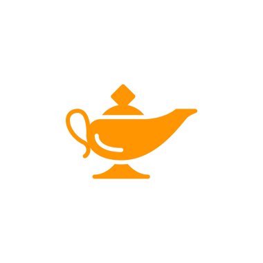 Sihirli yağ lambası simge vektör, dolu düz işareti, üzerinde beyaz izole katı renkli sembol. Sembol, logo illüstrasyon