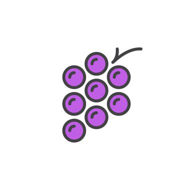 Üzüm satırı simgesi, doldurulmuş Anahat vektör işareti, üzerinde beyaz izole doğrusal renkli sembol. Sembol, logo illüstrasyon