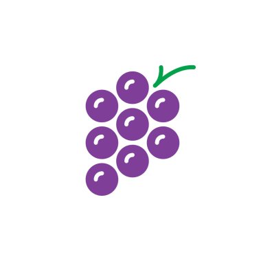 Üzüm simge vektör, düz işareti, üzerinde beyaz izole katı renkli sembol dolu. Sembol, logo illüstrasyon