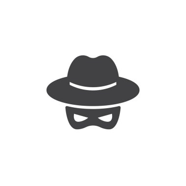 Casus simge vektör, dolu düz işareti, üzerinde beyaz izole katı piktogram. Spyware sembolü, logo illüstrasyon