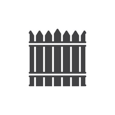 Çit, ahşap duvar simge vektör, düz işareti, üzerinde beyaz izole katı piktogram dolu. Sembol, logo illüstrasyon