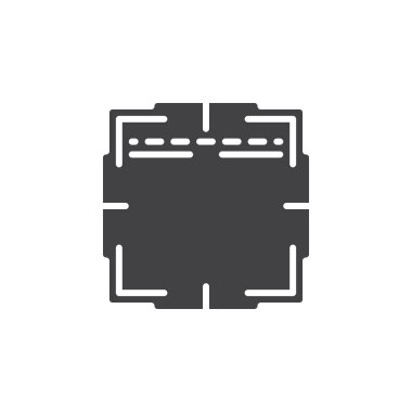 Tarayıcı simge vektör, düz işareti, üzerinde beyaz izole katı piktogram dolu. Sembol, logo illüstrasyon