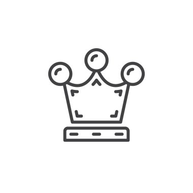 Taç satırı simgesi, Anahat vektör işareti, doğrusal piktogram beyaz izole. Premium kalite sembolü, logo illüstrasyon