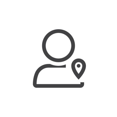 Kullanıcı konumu satırı simgesi, Anahat vektör logo illüstrasyon, doğrusal piktogram beyaz izole