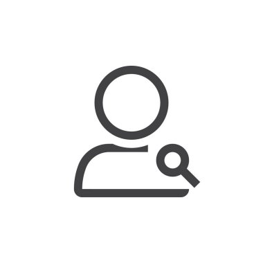 Arama Kullanıcı satırı simgesi, Anahat vektör logo illüstrasyon, doğrusal piktogram beyaz izole