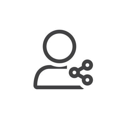 Kullanıcı satırı simgesi, Anahat vektör logo illüstrasyon, doğrusal piktogram beyaz izole paylaşmak