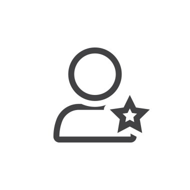 Favori hesap sembolü. yıldız satırı simgesi, Anahat vektör logo illüstrasyon, doğrusal piktogram beyaz izole olan Kullanıcı