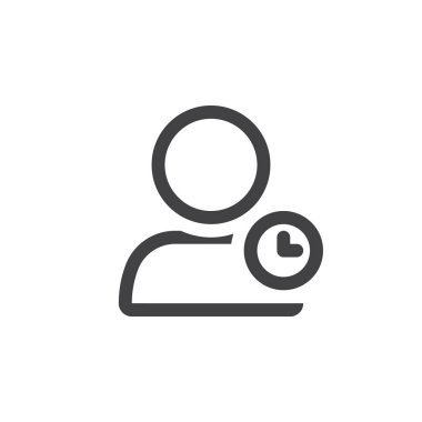 hesap geçmişi sembolü. saat satırı simgesi, Anahat vektör logo illüstrasyon, doğrusal piktogram beyaz izole olan Kullanıcı