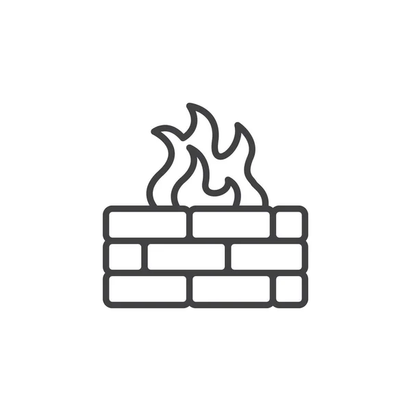 Brick Wall Fire Line Icon Outline Vector Sign Linear Pictogram — Stock Vector