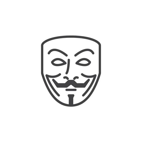 Anonymes Maskenstrichsymbol Umrissvektorzeichen Lineares Piktogramm Auf Weiß Isoliert Hacker Symbol — Stockvektor
