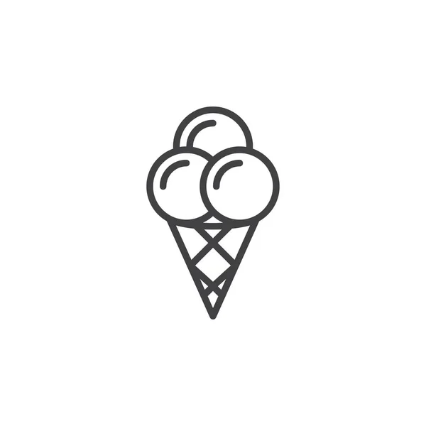 Icono Línea Cono Helado Signo Vector Contorno Pictograma Lineal Aislado — Archivo Imágenes Vectoriales