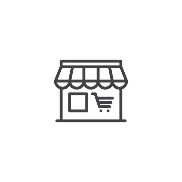 Market Mağaza Satırı Simgesi Anahat Vektör Işareti Doğrusal Piktogram Beyaz — Stok Vektör