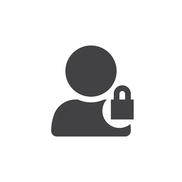 アカウント セキュリティのシンボル ロック アイコン ベクトル 固体のロゴの図 白で隔離ピクトグラムを持つユーザー — ストックベクタ