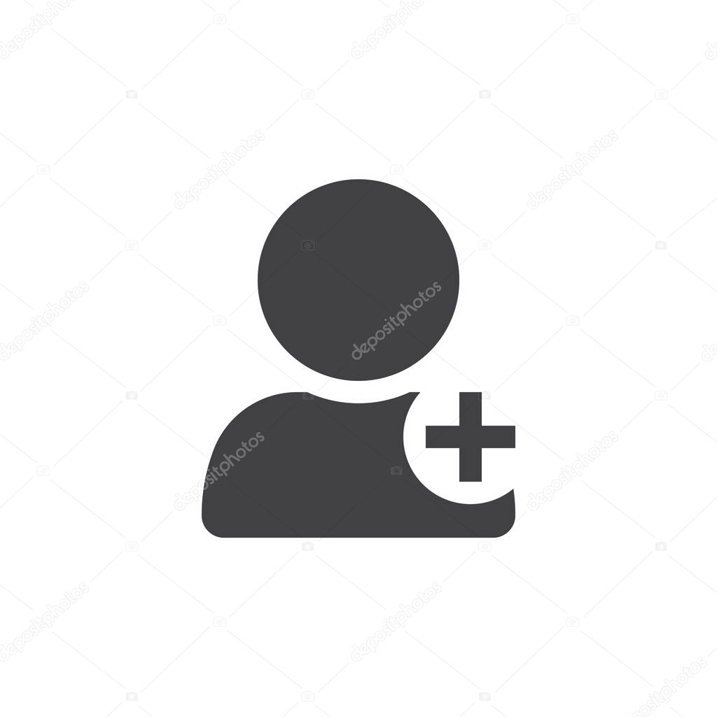 Add user icon vector, solid logo illustration, pictogram isolated on white