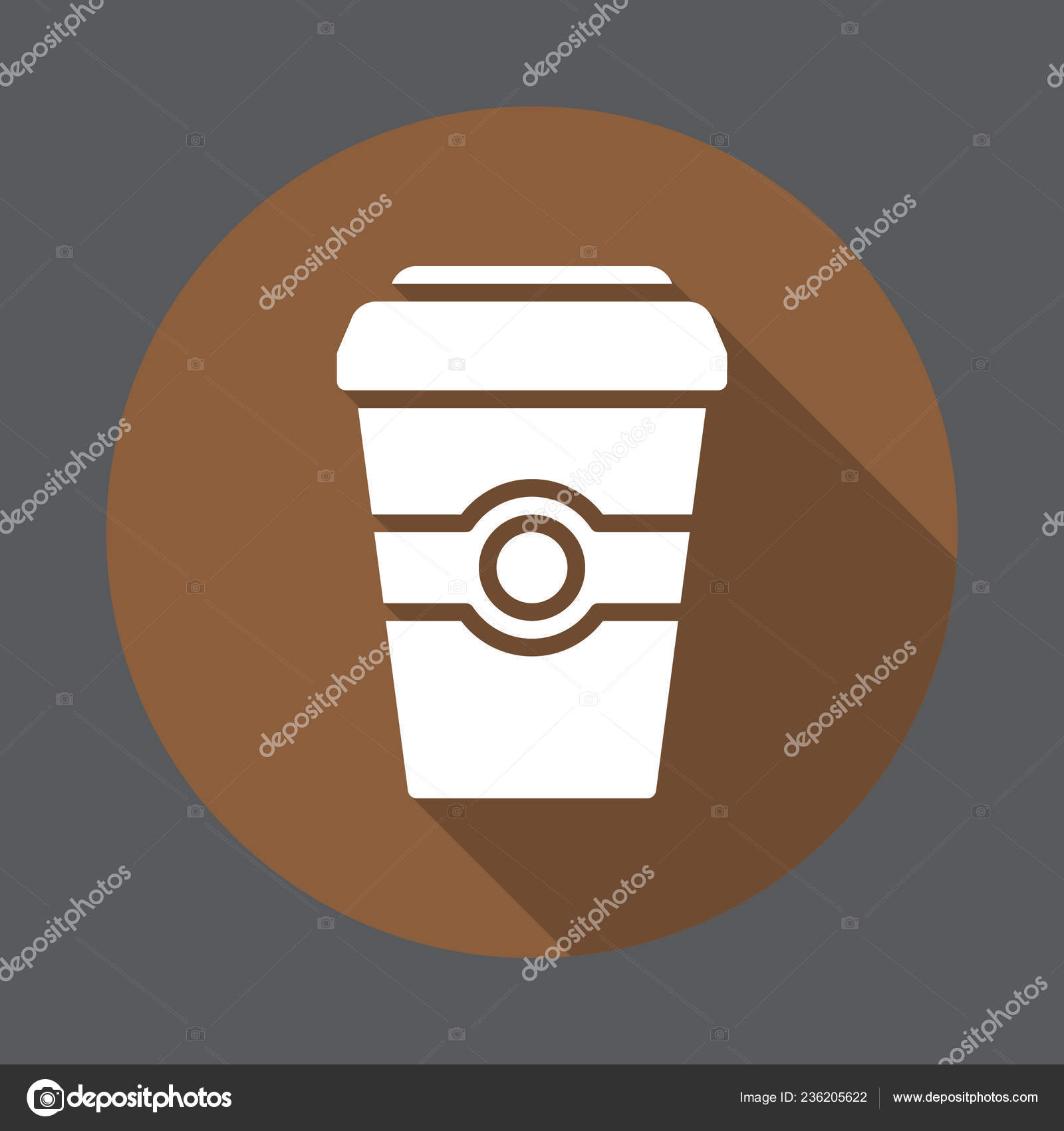 Coffee Paper Cup Flat Icon Colorful Button Circular Vector Sign Stock ...