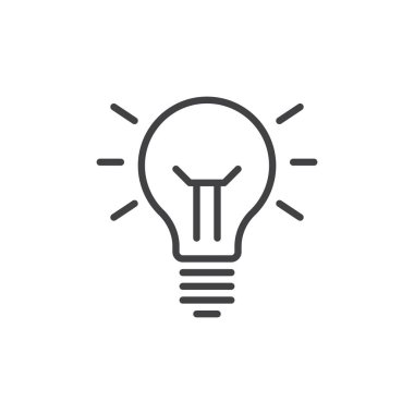 Fikir lamba satırı simgesi, Anahat vektör işareti üzerinde beyaz izole doğrusal stil piktogram. Sembol, logo illüstrasyon. Düzenlenebilir inme. Piksel mükemmel