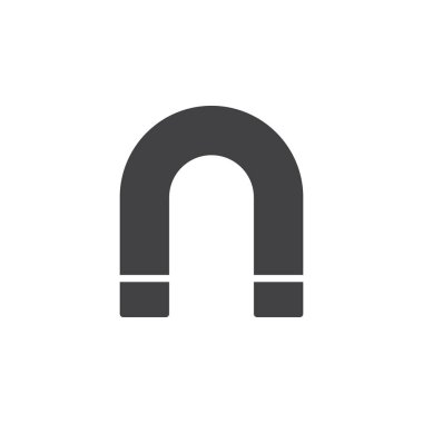 Mıknatıs simge vektör, düz işareti, üzerinde beyaz izole katı piktogram dolu. Sembol, logo illüstrasyon. Piksel mükemmel