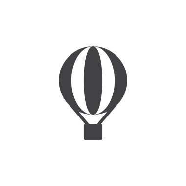 Sıcak hava balon simge vektör, düz işareti, üzerinde beyaz izole katı piktogram dolu. Sembol, logo illüstrasyon. Piksel mükemmel