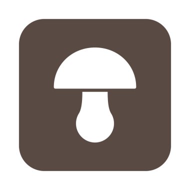 Mantar düz simgesi, dolgulu vektör işareti, yuvarlatılmış kare düğmesini üzerinde beyaz izole renkli sembol. Sembol, logo illüstrasyon. Düz tasarım, piksel mükemmel