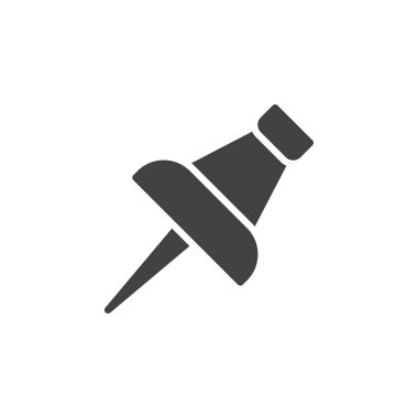 PIN simge vektör, dolu düz işareti, üzerinde beyaz izole katı piktogram itin. Sembol, logo illüstrasyon. Piksel mükemmel