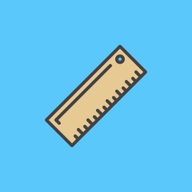 Cetvel doldurulmuş anahat simgesini, çizgi vektör işareti, doğrusal renkli sembol. Sembol, logo illüstrasyon. Piksel mükemmel