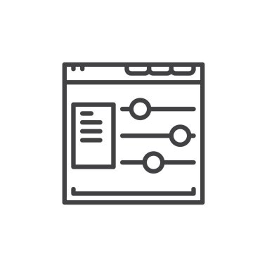 Web sitesi seçenekleri anahat simgesini, çizgi vektör işareti, üzerinde beyaz izole doğrusal stil piktogram. Sembol, logo illüstrasyon. Düzenlenebilir inme. Piksel mükemmel