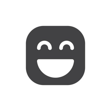 Sırıtan yüz ile gülümseyen gözleri emoji. glif kutsal kişilerin resmi, vektör ifade