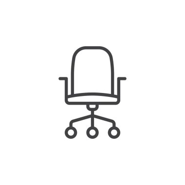 Ofis koltuğu çizgisi simgesi, taslak vektör işareti, beyaz üzerine izole edilmiş doğrusal resim. Sembol, logo çizimi. Düzenlenebilir felç. Piksel mükemmel