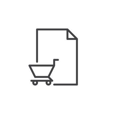 Satınalma sipariş satırı simgesi, vektör işareti, anahat üzerinde beyaz izole doğrusal stil piktogram. Sembol, logo illüstrasyon. Düzenlenebilir inme. Piksel mükemmel