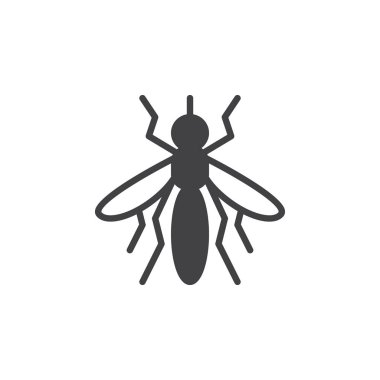 Sivrisinek simge vektör, düz işareti, üzerinde beyaz izole katı piktogram dolu. Sembol, logo illüstrasyon. Piksel mükemmel