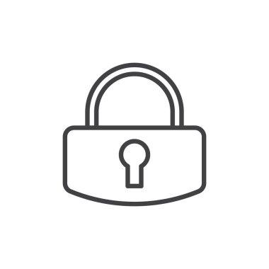 Kilit, parola anahat simgesini, çizgi vektör işareti, üzerinde beyaz izole doğrusal stil piktogram. Sembol, logo illüstrasyon. Düzenlenebilir inme. Piksel mükemmel