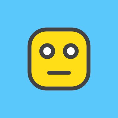 Tarafsız yüz emoji. Doldurulmuş anahat simgesini, renkli vektör ifade