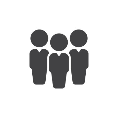 İnsanlar, liderlik simge vektör, düz işareti, üzerinde beyaz izole katı piktogram dolu. Sembol, logo illüstrasyon. Piksel mükemmel